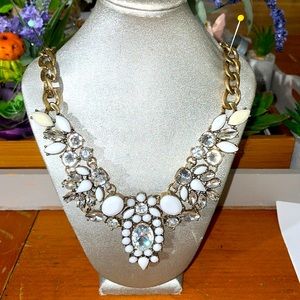 Vintage look white diamond bead necklace bold piece